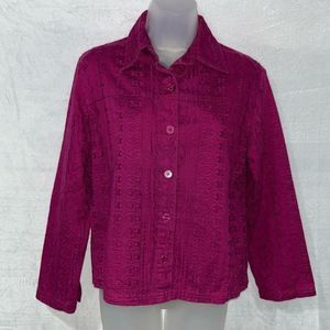 TANTRUMS Vintage Embroidered Jacket Cottagecore Boho Cotton Purple Size Small